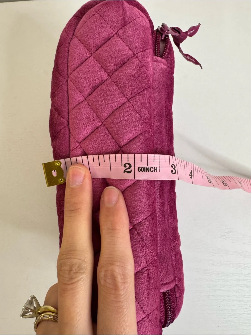 Vera Bradley Pink Quilted Velvet Travel Cosmetic Makeup Organizer Bag